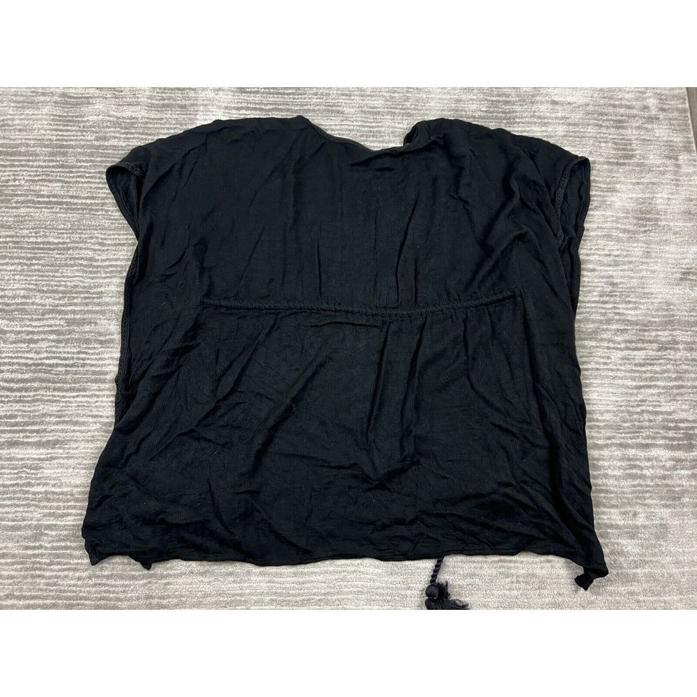 Blue Island Womens Beach Cover Up Black One Size Shortsleeve Tie Tasseled - Picture 6 of 9